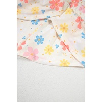 Apricot Floral Print Crop Top Wide Leg Short Set - M thumbnail
