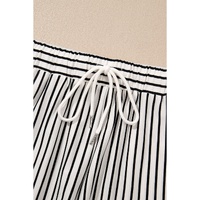 Black Stripe V Neck Tee and Casual Short Set - L thumbnail