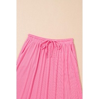 Bonbon Textured Ruffle Trim Crop Vest Lace-up Long Skirt Set - XL thumbnail