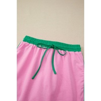 Bonbon Colorblock Edge Drop Shoulder T Shirt and Skort 2Pcs Set - L thumbnail