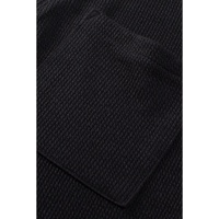 Black Brushed Ribbed Button Split V Neck Long Sleeve Romper - M thumbnail