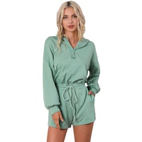 Blue French Terry Hoodie Romper - XL thumbnail