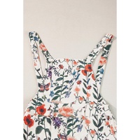 Beige Floral Print Bib Open Back Romper - XL thumbnail