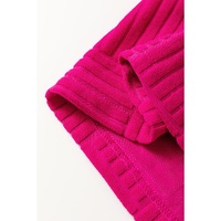 Bright Pink Terry Textured Sleeveless Button Front Wide Leg Jumpsuit - L thumbnail