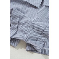 Blue Stripe Chest Pockets Buttoned Belted High Waist Romper - S thumbnail