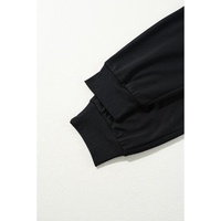 Black Zipper Flutter Sleeve Drawstring High Waist Jumpsuit - L thumbnail