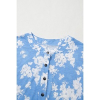 Myosotis Floral Print Half Button Wide Leg Relaxed Sleeveless Jumpsuit - L thumbnail