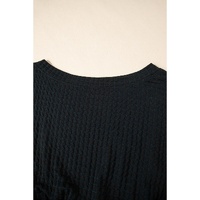 Black Checkered Mesh One Shoulder Short Sleeve Knotted Waist Jumpsuit - S thumbnail