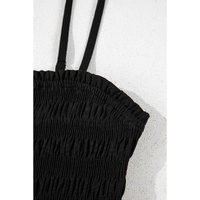 Black Spaghetti Straps Shirred Bodice Pocketed Wide Leg Jumpsuit - XL thumbnail