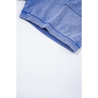 Sky Blue Mineral Wash Pocketed Sleeveless V Neck Loose Romper - S thumbnail