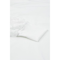White Lace Sleeves Square Neck Bodysuit - M thumbnail