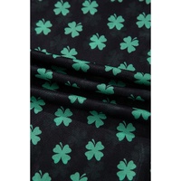 Green St Patrick Shamrock Printed Long Sleeve Mesh Bodysuit - L thumbnail