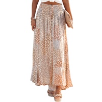 Azura Exchange Flower Print Maxi Skirt with Smocked Waist and Button Slit - L thumbnail