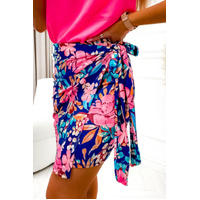 Azura Exchange Floral Print Lace-up Bodycon Mini Skirt - L thumbnail