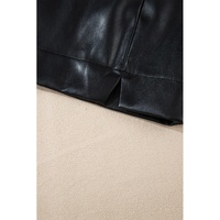 Black PU Leather Side Slits Slim Fit High Waist Mini Skirt - L thumbnail