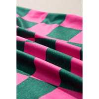Rose Checkered Print Side Slit High Waist Midi Skirt - L thumbnail