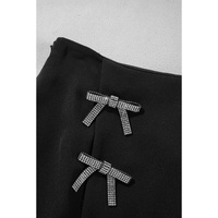 Black Rhinestone Bow Wrap High Waist Mini Skirt - XL thumbnail
