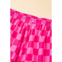 Rose Checkered Drawstring Elastic Waist Casual Shorts - XL thumbnail