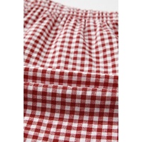 Red Plaid Gingham Printed High Waist Shorts - M thumbnail