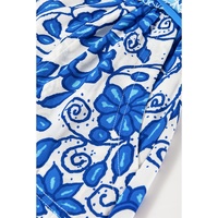 Blue Floral Print Pocketed Front Knot High Waist Casual Shorts - XL thumbnail