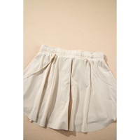 Beige Drawstring High Waist Lined Tennis Skorts - S thumbnail