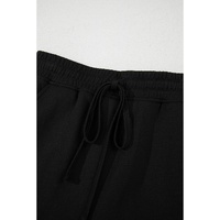 Black French Terry Drawstring Mini Skort with Pockets - M thumbnail