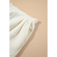 White Waffle Texture Contrast Ricrac Hemline Casual Shorts - S thumbnail