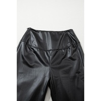 Black Faux Leather Zipped Detail Leggings - S thumbnail