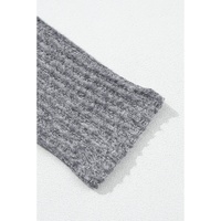 Gray Wide Waistband Ribbed Textured Knit Leggings - L thumbnail
