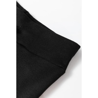 Black Solid Drawstring Waist Thermal Lined Leggings - S thumbnail