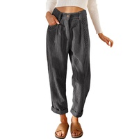 Gray Corduroy High Waist Straight Leg Pants - 10 US thumbnail