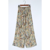 Azura Exchange Floral Print Shirred High Waist Wide Leg Pants - L thumbnail
