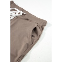 Dark Brown Drawstring Waist Pocketed Joggers - L thumbnail