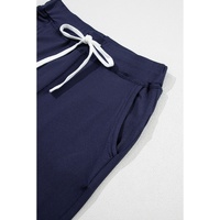 Navy Blue Drawstring Waist Pocketed Joggers - M thumbnail