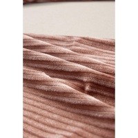 Dusty Pink Solid Color High Waist Flare Corduroy Pants - L thumbnail