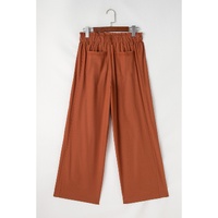 Red Dahlia Elastic Waist Pocketed Casual Straight Leg Pants - S thumbnail