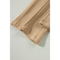 Smoke Gray Exposed Seam Drawstring High Waist Wide Leg Pants - L thumbnail