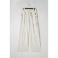 Beige Plain Cargo Pockets High Waist Casual Sweatpants - M thumbnail