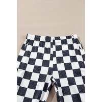 Black Checkerboard High Rise Casual Flared Pants - S thumbnail