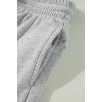 Light Grey Solid Color Fleece Lined Drawstring Waist Joggers - 2XL thumbnail