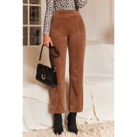 Chestnut Solid Color Double Breasted Straight Leg Pants - L thumbnail