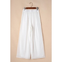 White Casual Tie Waist Pleated Wide Leg Pants - XL thumbnail