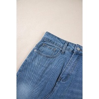Light Blue Frayed Slit Asymmetric Denim Midi Skirt - XL thumbnail