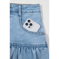 Myosotis Bubble Hem Denim Mini Skirt - L thumbnail