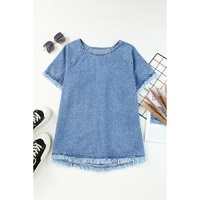 Azura Exchange Raw Edge Denim Top - M thumbnail