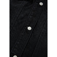 Black Raw Edge Ruffled Short Sleeve Denim Jacket - L thumbnail