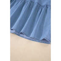 Sky Blue Casual Ruffled Spaghetti Straps Denim Tank Top - M thumbnail