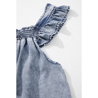 Ashleigh Blue Ruffled Shirred Neckline Sleeveless Denim Tank Top - XL thumbnail