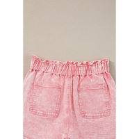 Dusty Pink Vintage Washed Frilled High Waist Denim Shorts - 10 US thumbnail