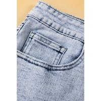 Light Blue Acid Wash Crossed Raw Edge Denim Shorts - 10 US thumbnail